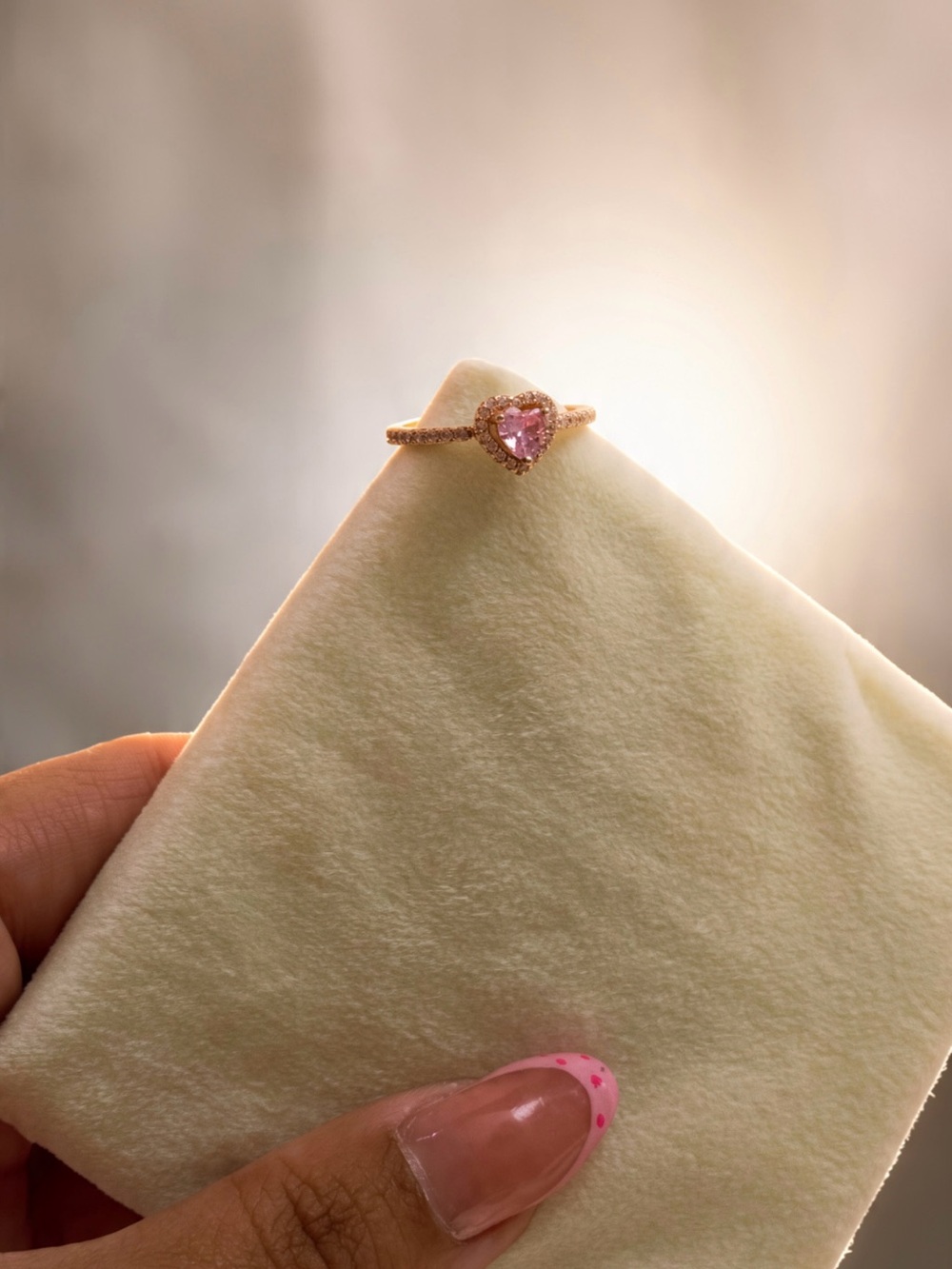 Elegant Pink Heart Gemstone Ring in Rose Gold